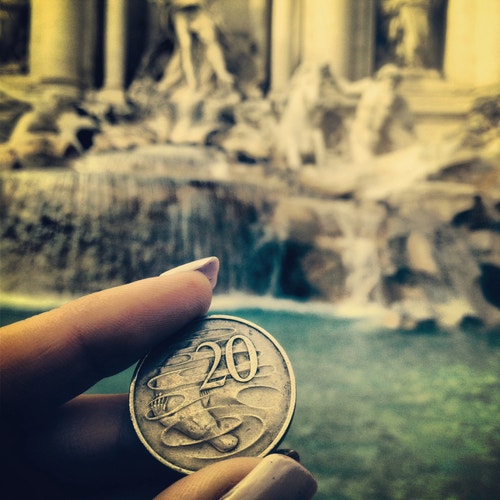 coin in fountain