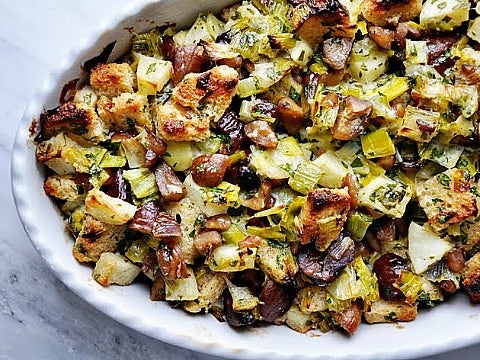 Chestnut Stuffing with Leeks &amp;amp; Apples