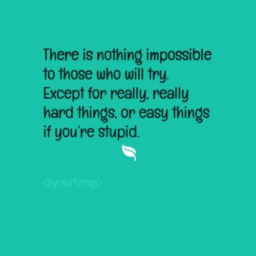 There is nothing impossible to those who will try. Except for really, really hard things, or easy things if you&#039;re stupid.
