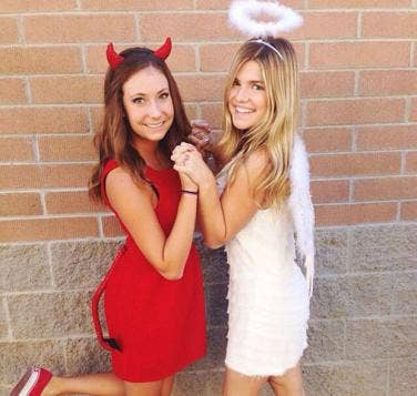 an angel and a devil halloween costume