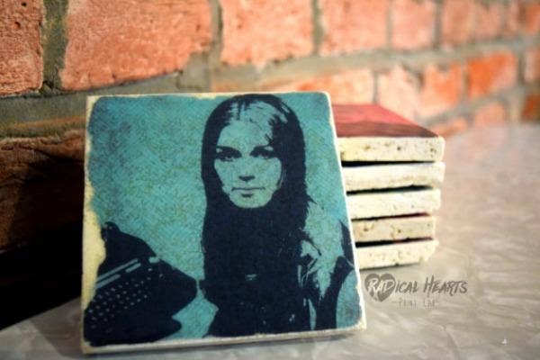 Feminist gifts: Gloria Steinem tile coaster