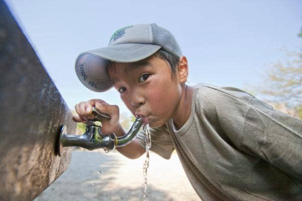Boy drinking water