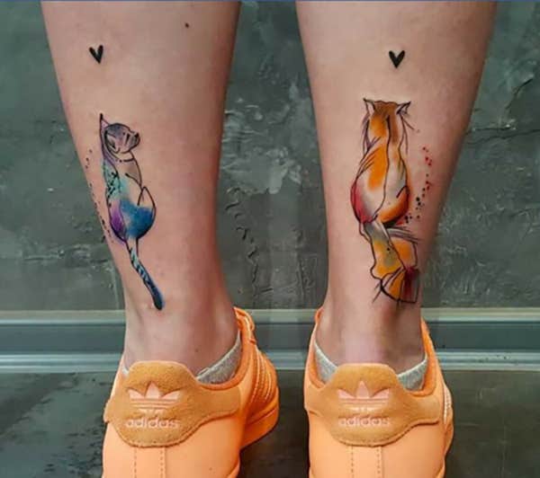 Cat and Orange Tattoo  Cat tattoo Cat tattoo small Animal tattoos