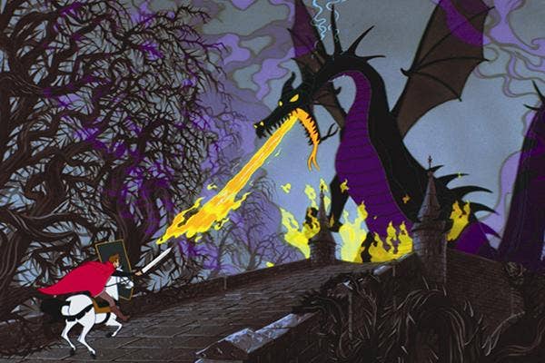 Disney princess love lessons: Men are superior to women
Maleficent as a dragon breathing fire at Prince Phillip in Sleeping Beauty