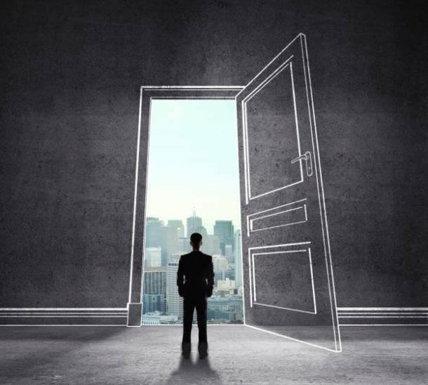 Man in an open doorway