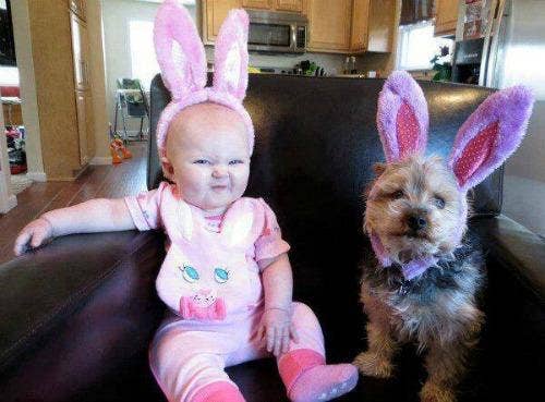 baby and dog