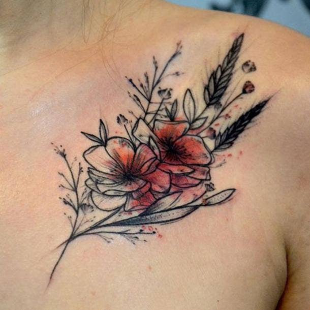 Flower, Color, Illustrative tattoo by Lacey McClellan
