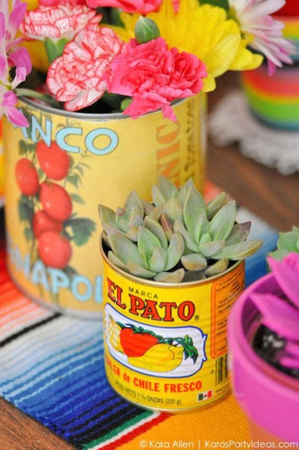 succulent can diy cinco de mayo decorations