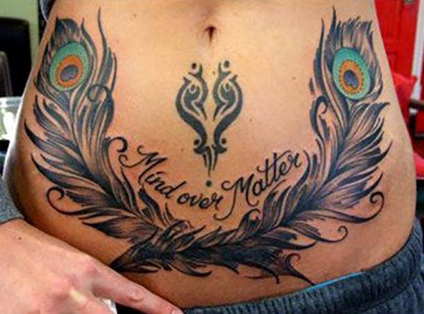 stomach tattoos for women to cover stretch marks