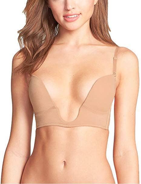 Women Fashion Sexy Cross Back Bra Deep U Low Cut Super Push Up