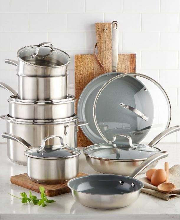 Cravings by Chrissy Teigen 14 Piece Nonstick Aluminum Cookware Combo Set in Blue