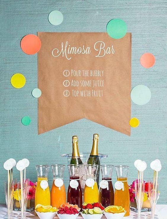 mimosa bar adult birthday party idea