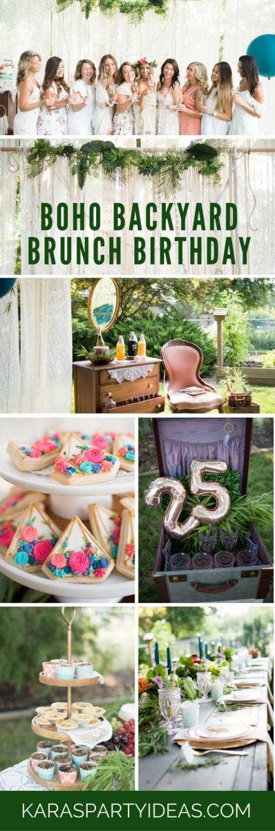 boho backyard brunch adult birthday party idea