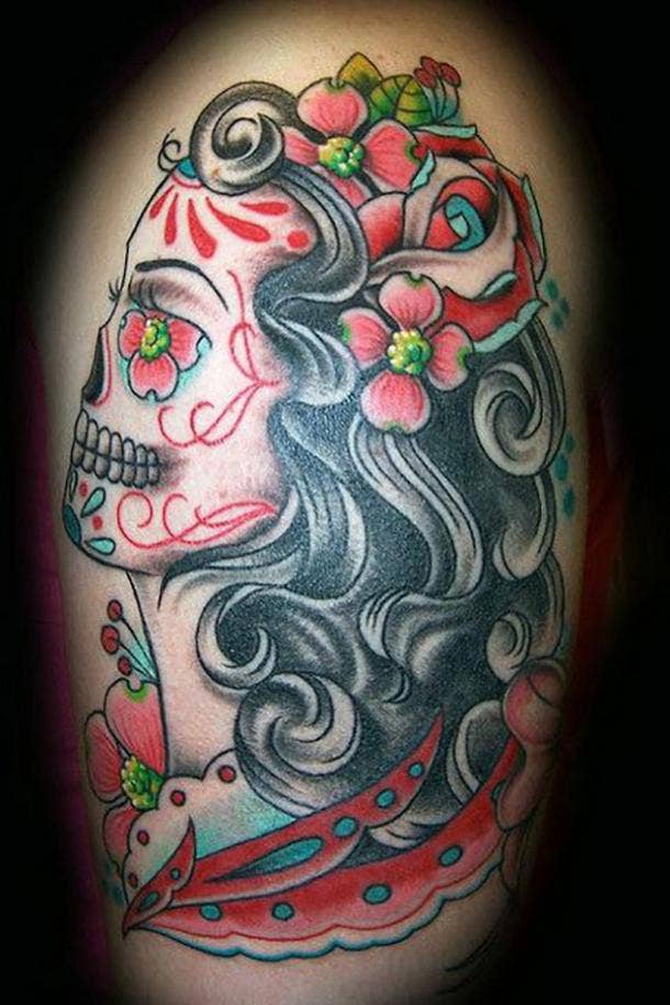 280+ Best Sugar Skull Tattoo Designs With Meanings (2020) Día de los  Muertos | Skull girl tattoo, Trendy tattoos, Sleeve tattoos