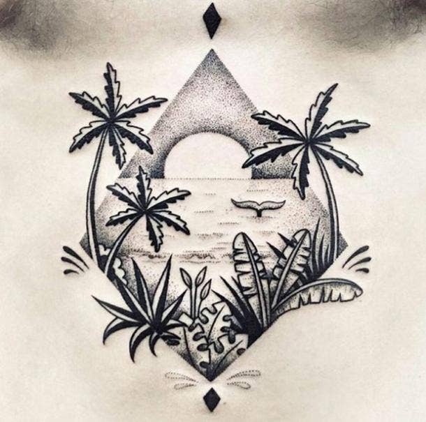 Palm Tree Tattoo for Forearm Dotwork Tattoo Palm Tree 