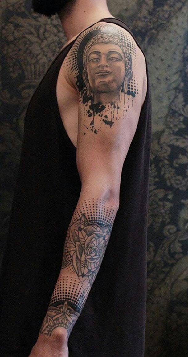 Geometrical dotwork sleeve.