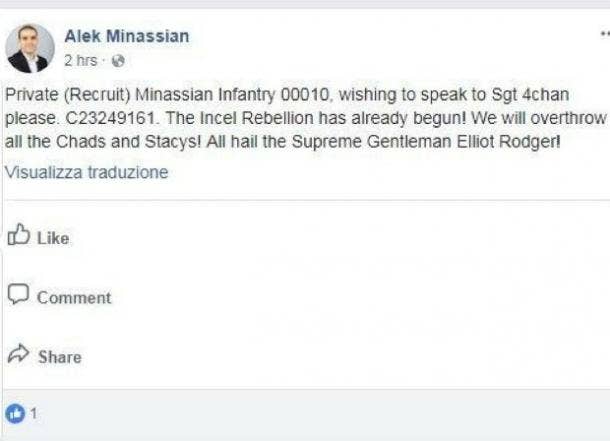Alek Minassian Facebook post