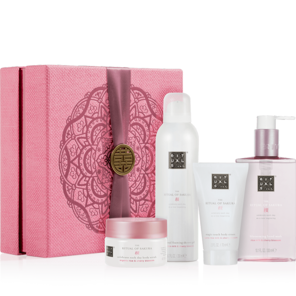 RITUALS Sakura Renewing Gift Set - Foaming Shower Gel, Exfoliating Body  Scrub, Body Cream & Hand Soap with Rice Milk & Cherry Blossom - Medium
