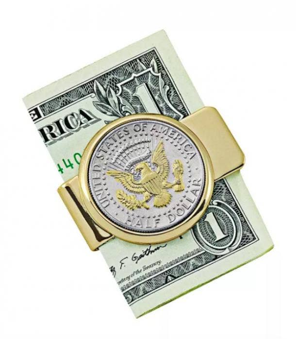 American Coin Treasures Selectively Gold-Layered Presidential Seal JFK Half Dollar Coin Money Clip