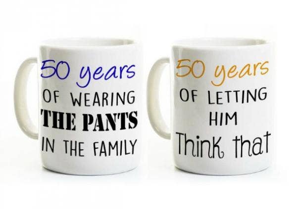 His and Hers Coffee Mugs '50 Years Married'