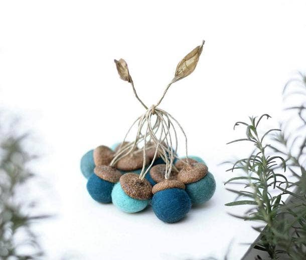 Delica Felted Acorns Ornaments 