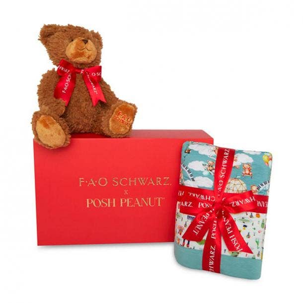 Baby's FAO x Posh Peanut Teddy Bear Luxe Gift Box Set Valentines Gift For Pregnant Wife