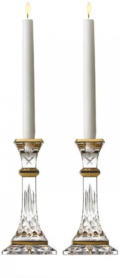 Waterford Lismore Gold 8" Candlestick Pair