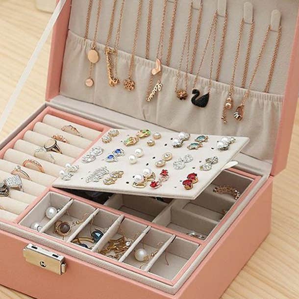 Double-Layer Velvet Jewelry Box
