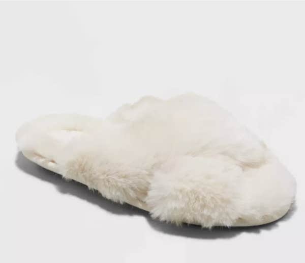 crossband fur slippers / last minute christmas gifts