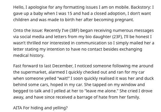 Woman Asks If She s Wrong For Avoiding Biological Daughter She Was Forced To Give Birth To - 58