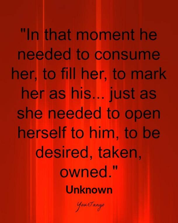  In that moment he needed to consume her, to fill her, to mark her as his... just as she needed to open herself to him, to be desired, taken, owned.