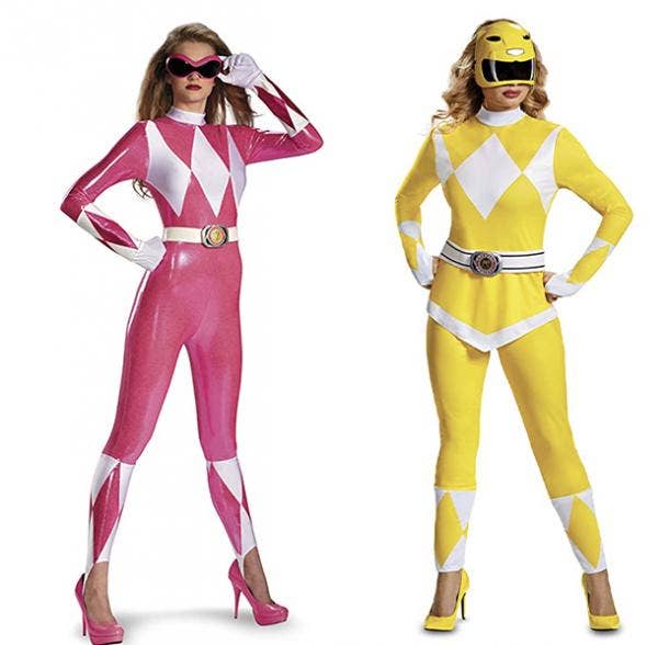 yellow and pink power rangers best friend halloween costumes