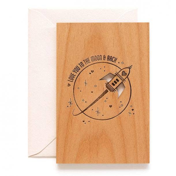 Love You to the Moon and Back Wooden Card