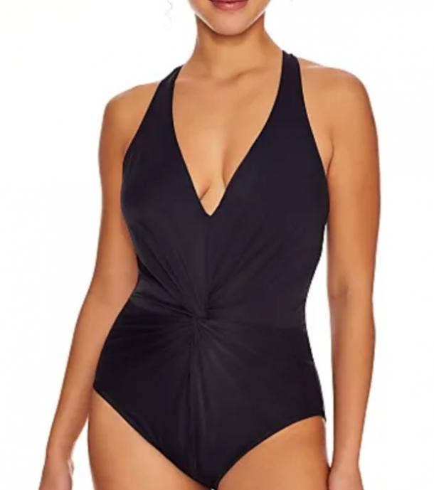 best swimsuit for heavy middle shirred front