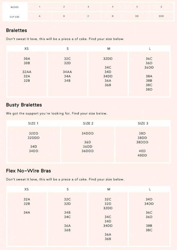 LIVELY bra size measuring guide