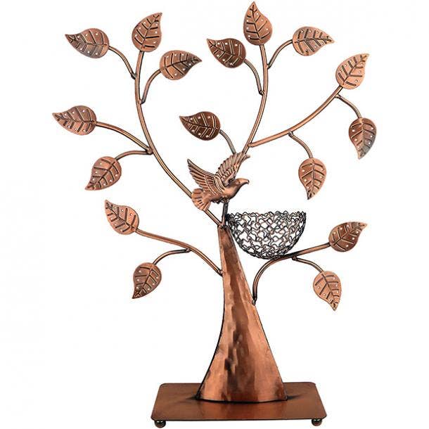 Bronze Bird Nest Jewelry Tree and Organizer Stand