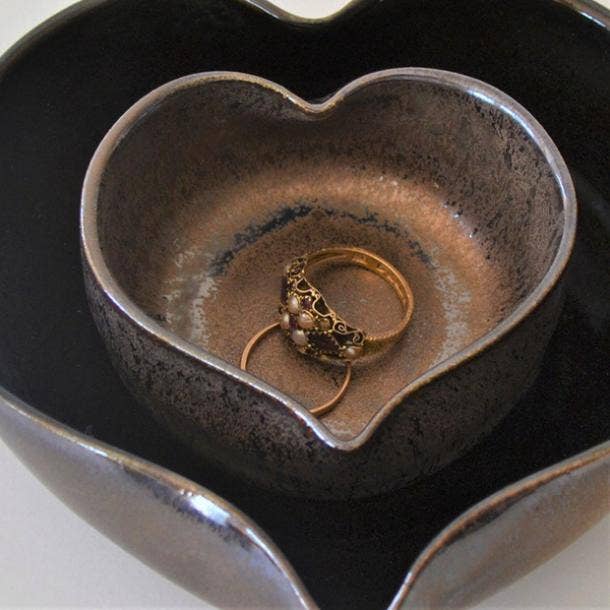 Bronze Heart Nesting Jewelry Bowls