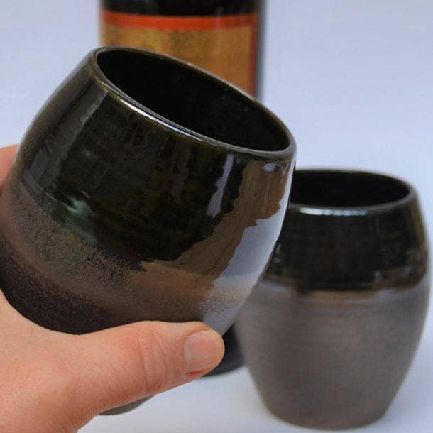 Bronze Pottery Stemless Wine Glass