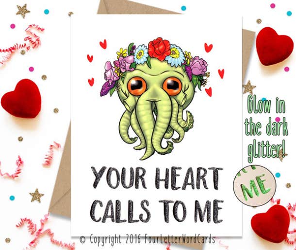 h.p. lovecraft cthulhu valentines day card