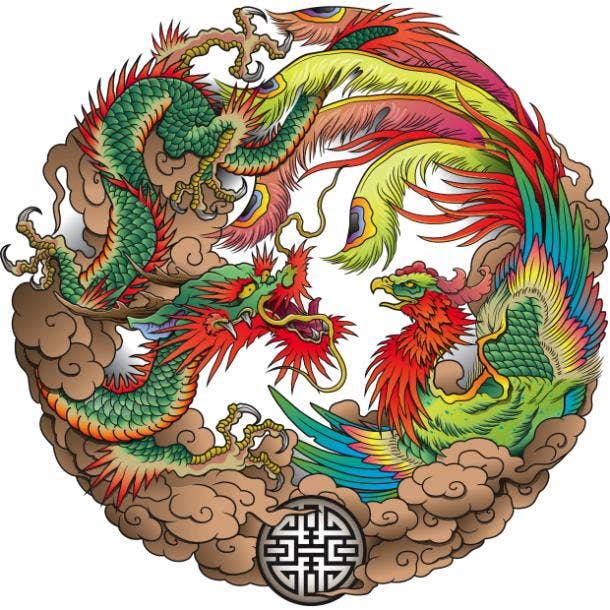 Dragon and Phoenix tattoo