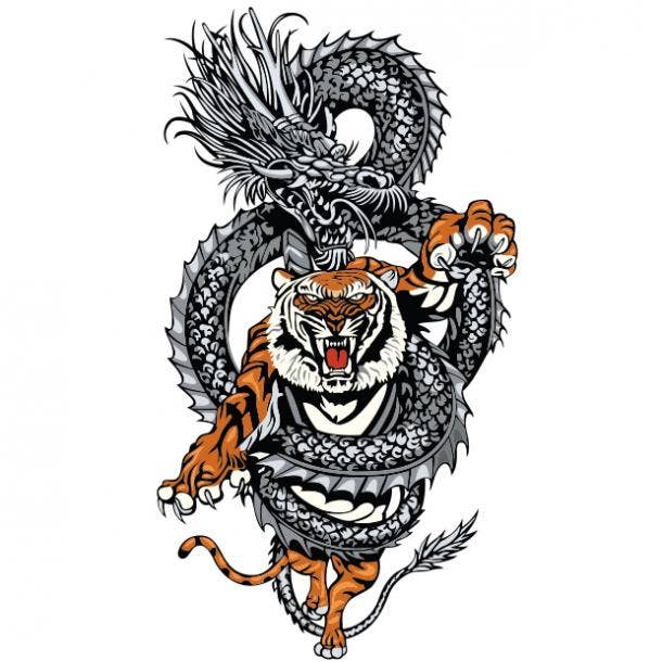 Dragon and tiger tattoo