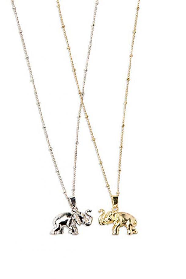 Ten Thousand Villages Elephant Charm Necklace Set