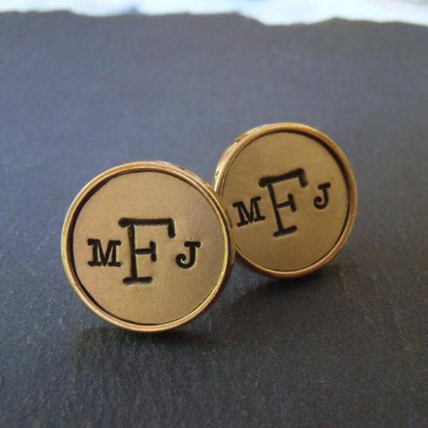 Golden Bronze Monogram Cufflinks