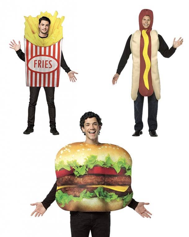 group halloween costumes hamburger fries hot dog