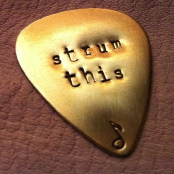 Personalized Hand-Stamped Bronze Guitar Pick