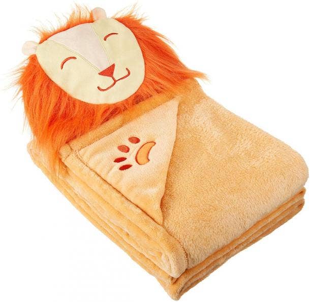 AmazonBasics Kids Laughing Lions Ultra-Soft Hooded Wearable Blanket 