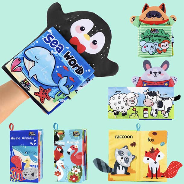 iPlay, iLearn Soft Baby Books, Infant Touch and Feel Cloth Book Set
