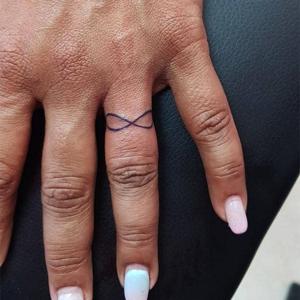 Infinity symbol on underside of ring finger 5 mins 12hl  rsticknpokes