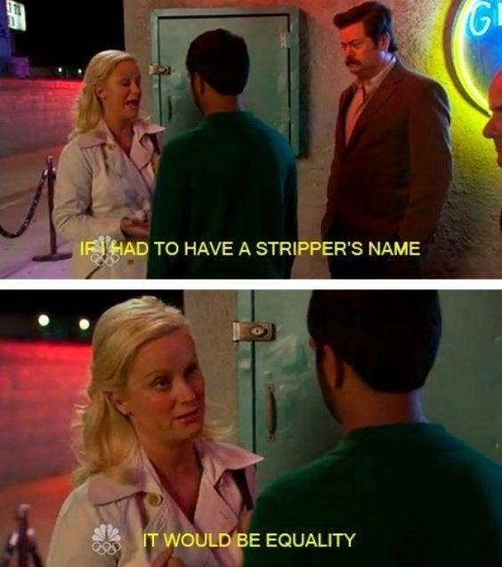 if i had to have a stripper's name, it would be equality leslie knope