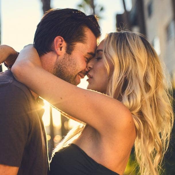 man and woman in loving embrace boyfriend girlfriend